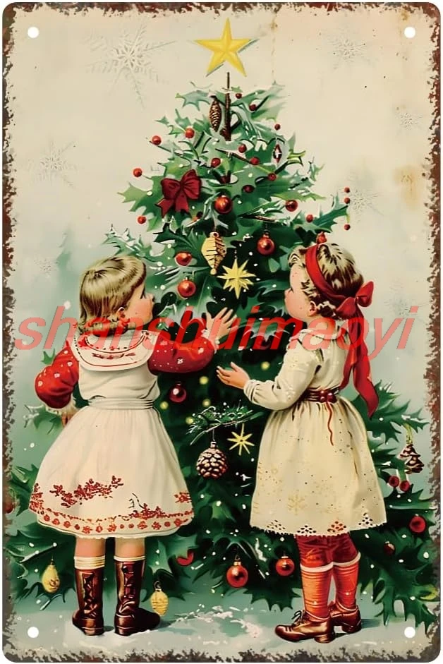 WEBEEDY Christmas Sister vintage Tin Sign Christmas Retro Metal Tin Sign Christmas Wall Art Thick Tinplate Print Poster for ALIA