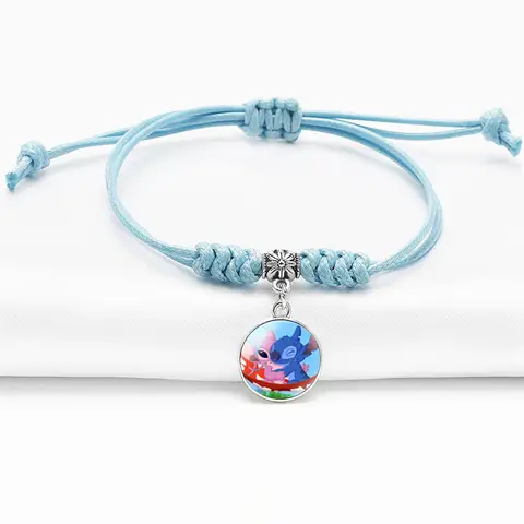Disney Anime Lilo & Stitch vävt armband kawaii Stitch blått tecknat justerbart armband cosplay presenter pojke flicka leksak 10 best sales strängstygn - №10