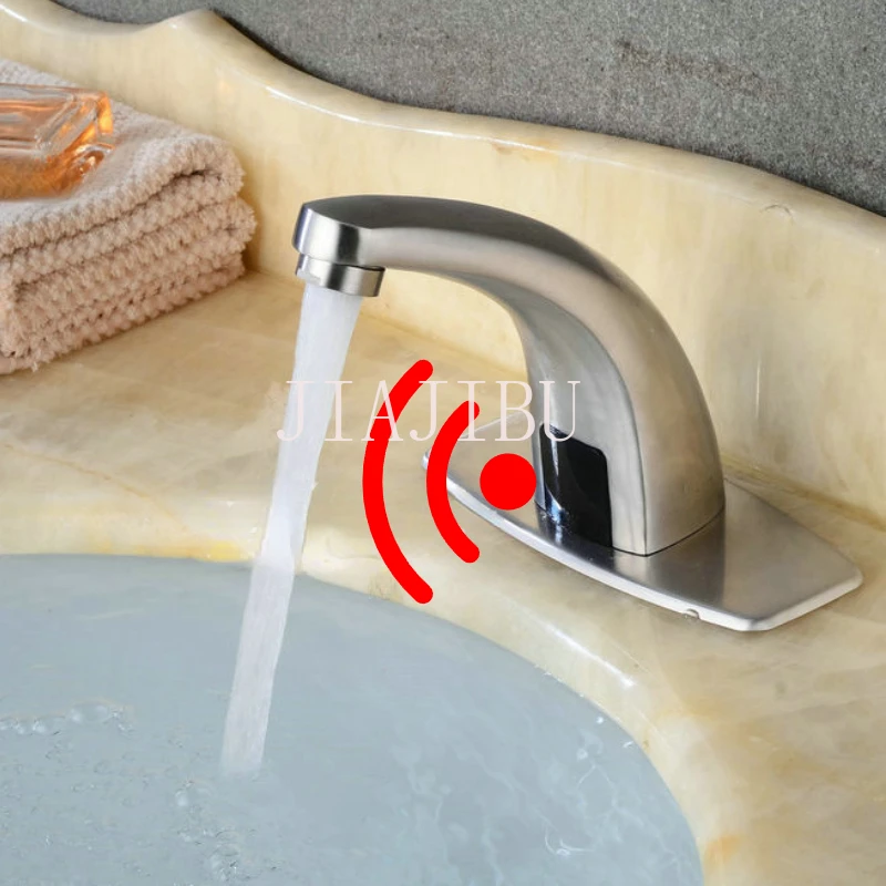 Kitchen Touchless Faucet Brushed Sink Mixers Stainless Steel Vanity Tap Smart Bathroom Sensor Faucet Infrared High-tech Auto Tap