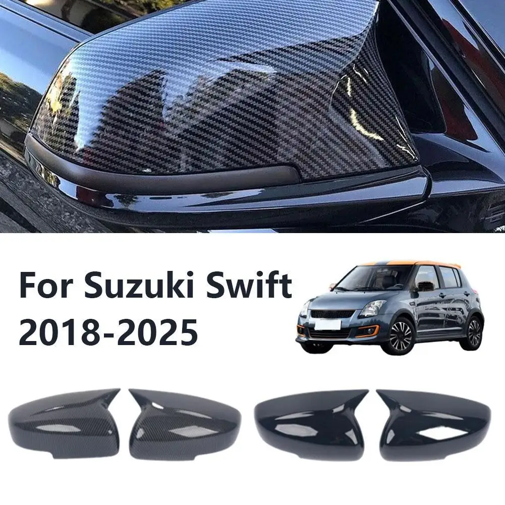 

Carbon Fiber Pattern Rearview Mirror Cover for SUZUKI Swift 2018-2025 ABS Horn Style Side Mirror Cap Protector Decorative Trim