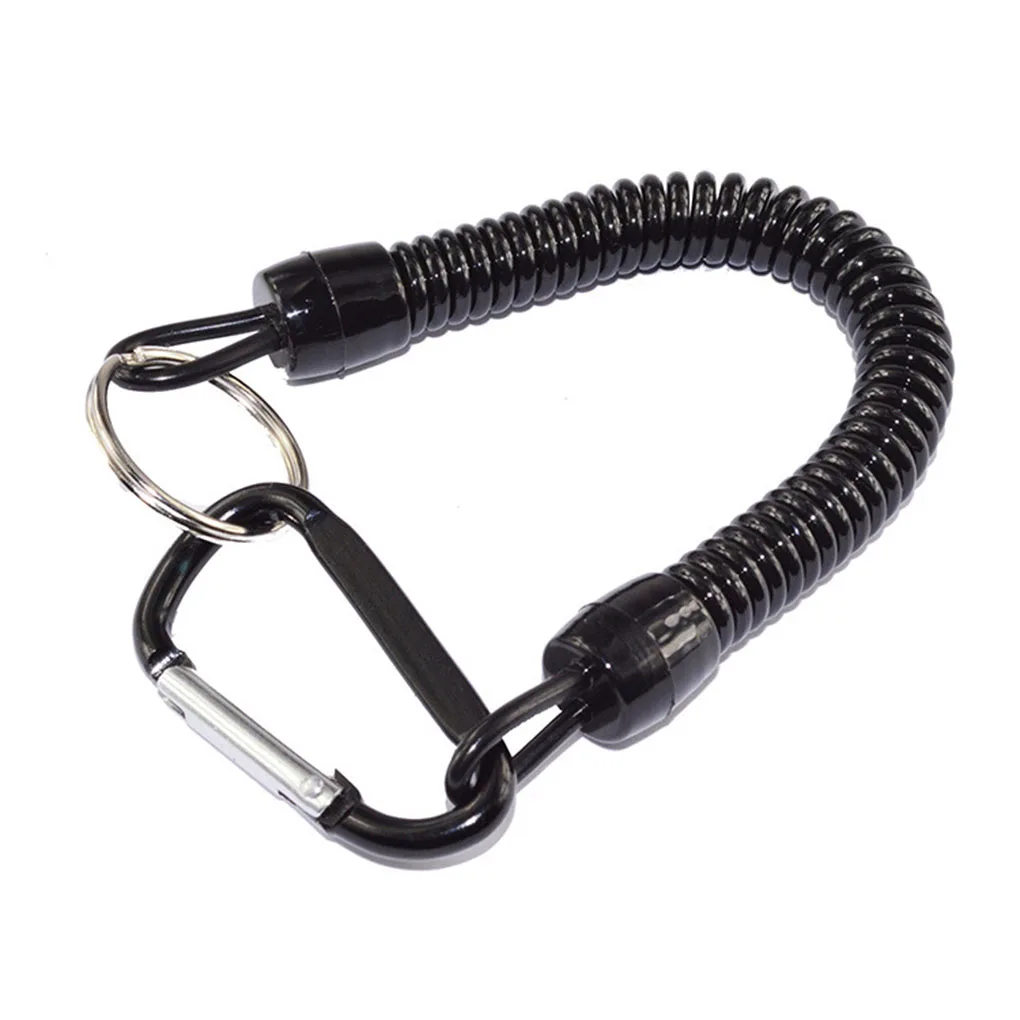 Fishing Retractable Lanyard Plastic Accessory Coiled Tether with Carabiner Fishing Safety Rope Tool