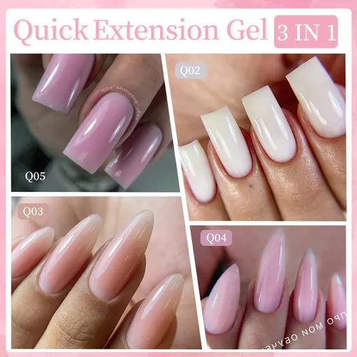 Imagen 2 del producto LILYCUTE-esmalte de uñas de Gel de extensión rápida, color rosa, blanco, desnudo, construcción dura para dedo, arte de uñas francés, manicura DIY, Gel de Base de goma