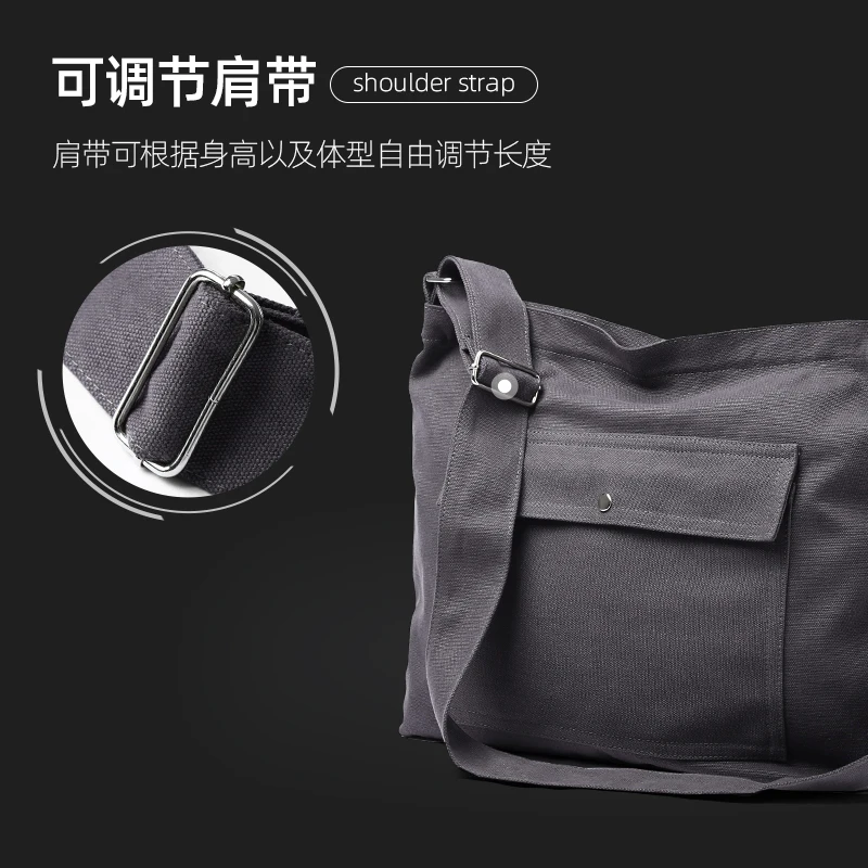 Canvas Men\'s Crossbody Bag Vintage Messenger Bag 11L Large Capacity Outdoor Fashion Bag 13 inch Laptop Shoulder Bag for Teen