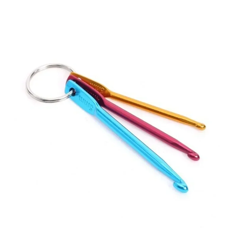 3pcs Crochet Hook Keychain 3/4/5mm Portable Crochet Keychains Kit DIY Crafts Knitting Needle Tools Single Head Sweater Needle