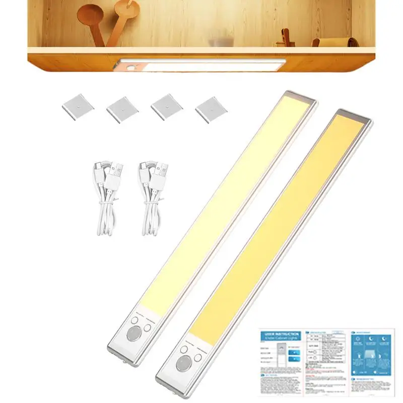 

Under Cabinet Lighting Motion Sensor Lamp Wireless 2200mAh USB Rechargeable Closet Lights Adhesive 3 Levels Dimmable Under
