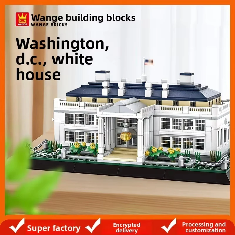 

Building Blocks Model 4214 US Washington White House Architecture Landmark, Exploration American History Government, 894 Pcs