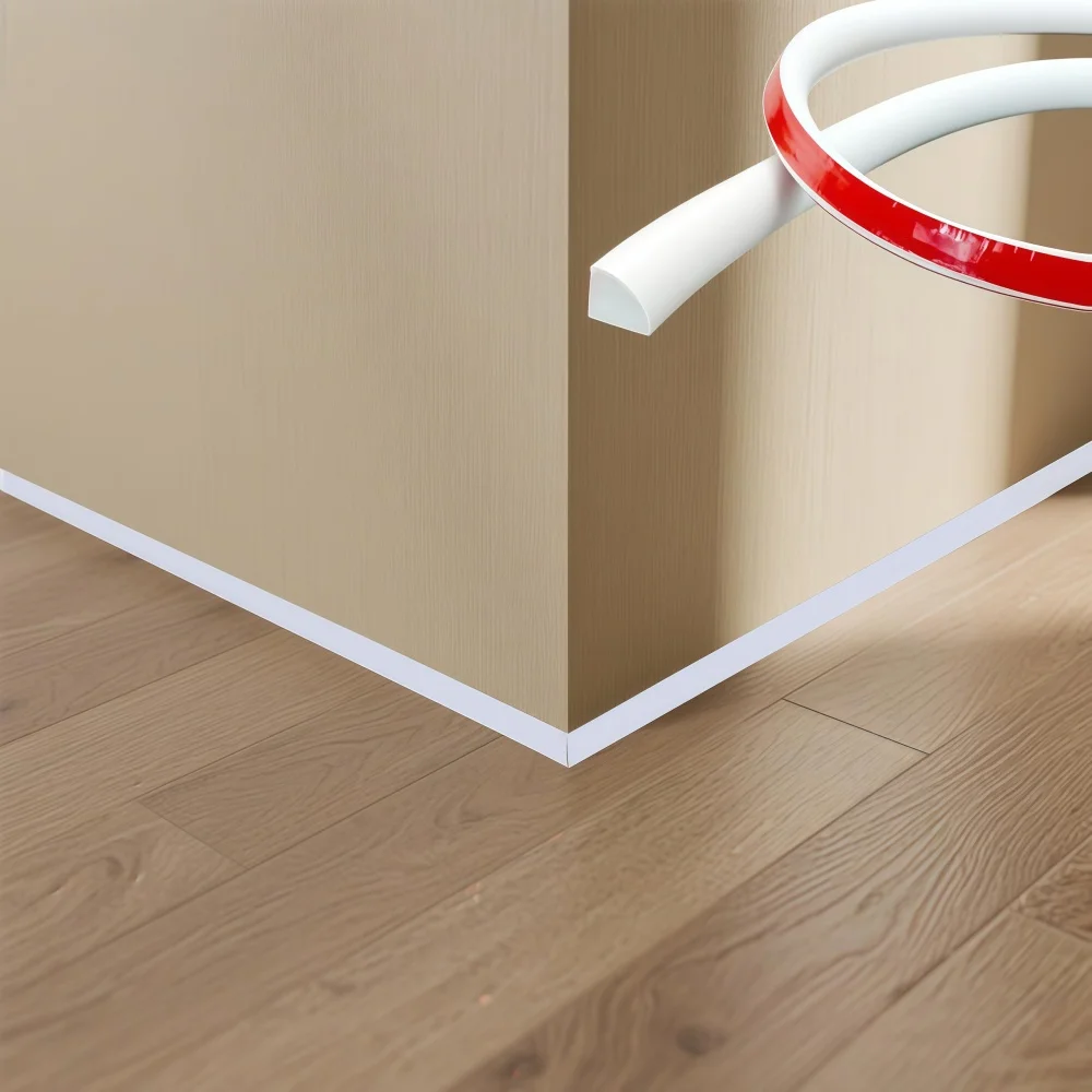 1PC Flexible Quarter Round Caulking Strip Molding Trim, Sided Self-Adhesive Rubber Moulding for Staircase, Corner ﻿