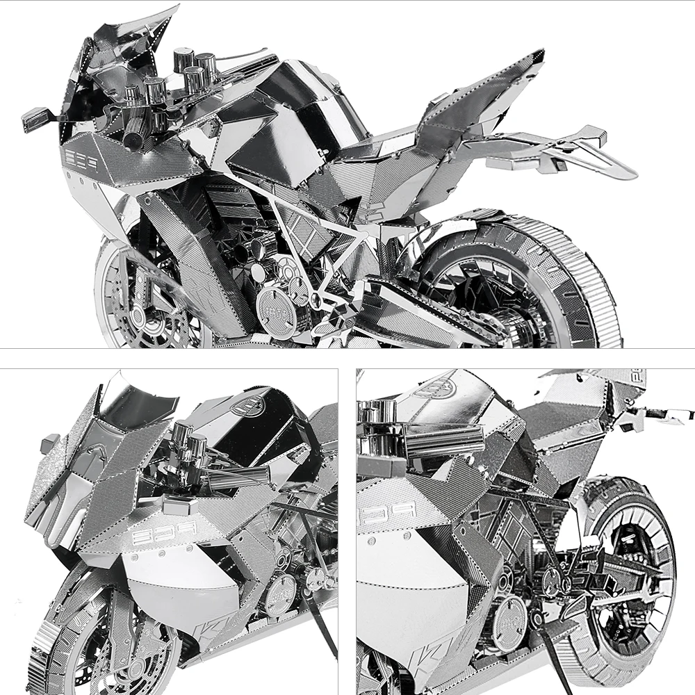 Piececool 3D Metal Puzzles Silver Motorcycle Assembly Model Toys Jigsaw DIY for Adult