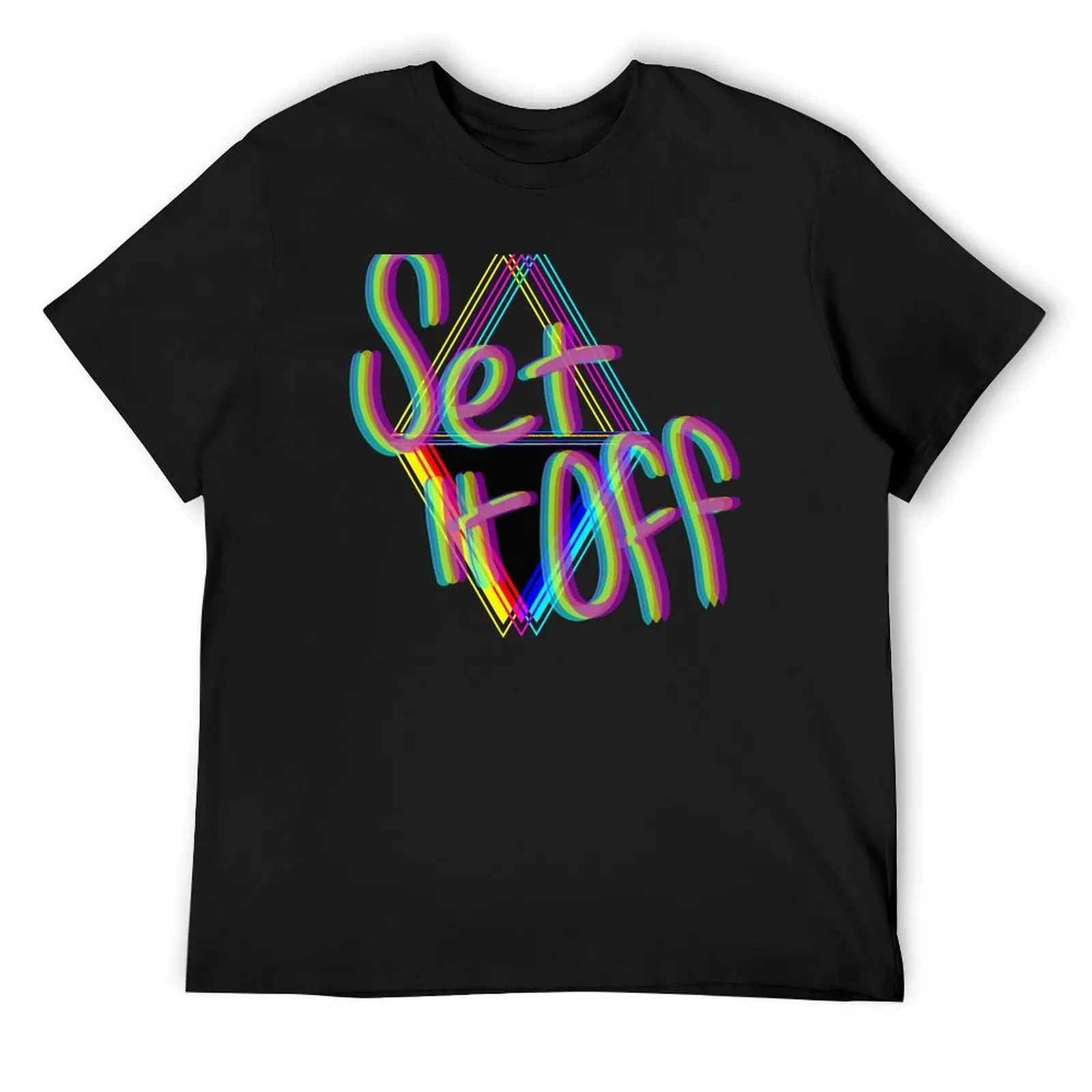 Set it Off Band Elsewhere Album Neon T-Shirt for a boy graphic t shirt vintage rapper graphic tees Men's cotton t-shirt