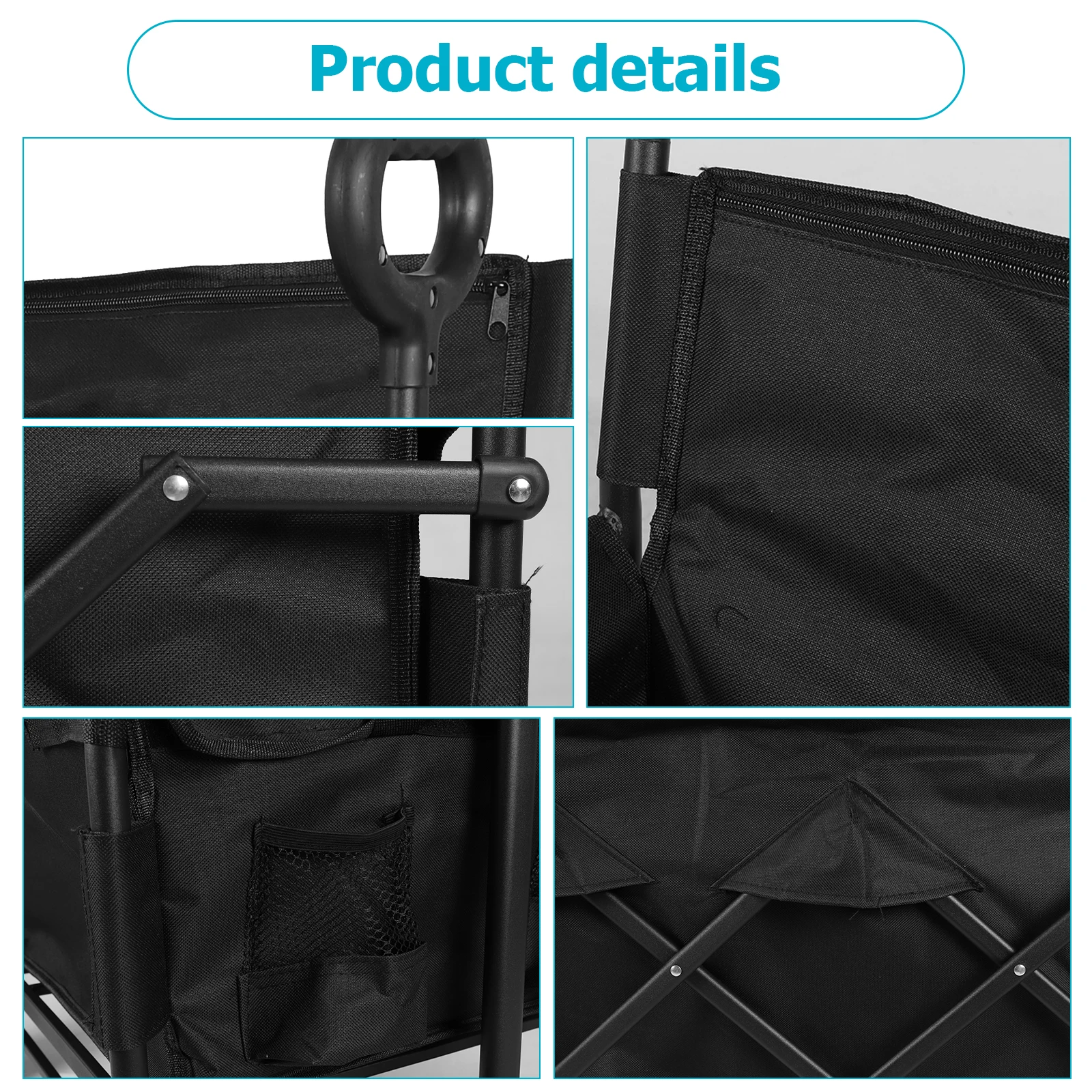 

40In Collapsible Wagon Cart Heavy Duty 265LBS Beach Wagons Cart with Wheels for Camping Sports Outdoor Activities Black