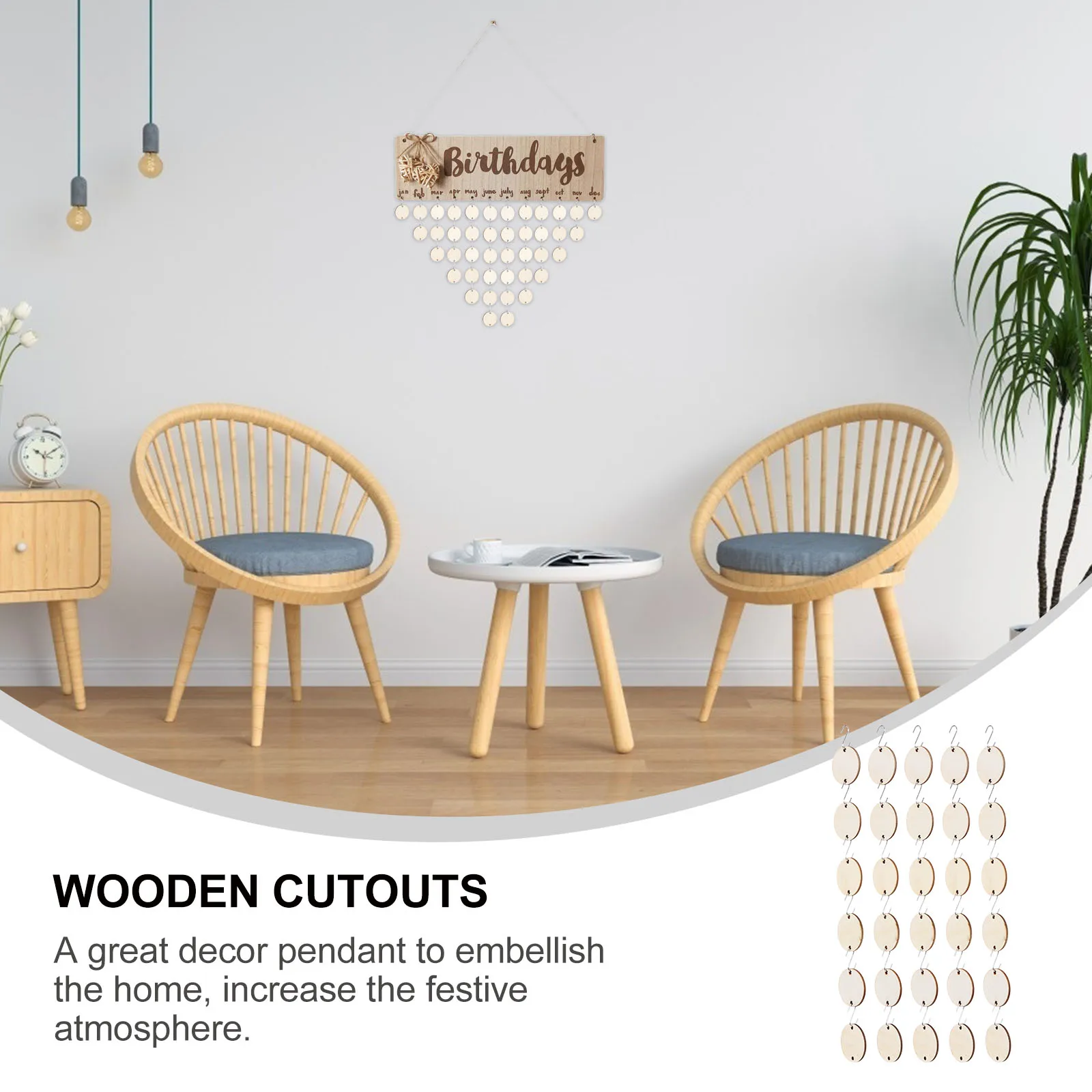 

DIY Wood Slices Pendant Adornment Accessories Hanging String Festive Home Decoration Craft Project Wooden Cutouts Sewing