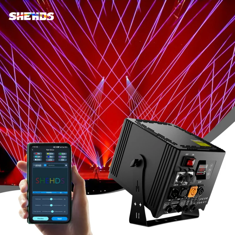 

SHEHDS Новинка: Лазерный проектор 6 Вт RGB с питанием от батареи, анимационный лазер для ночных клубов и дискотек