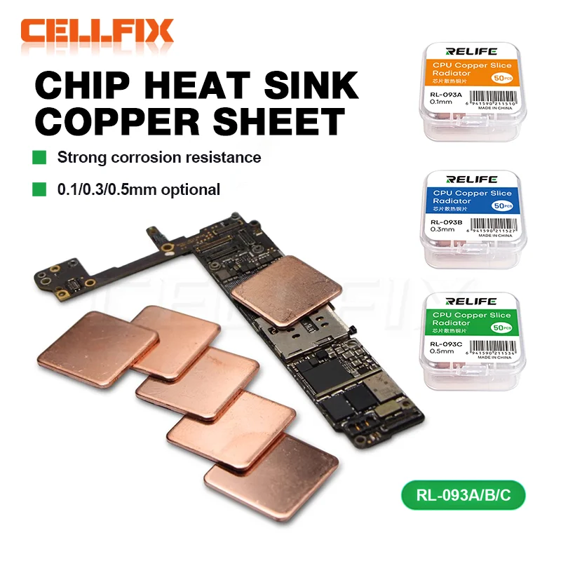 

RELIFE RL-093A/B/C 50PCS chip cooling copper blade 0.1/0.3/0.5m multi-specifications can be selected pure copper heat sink