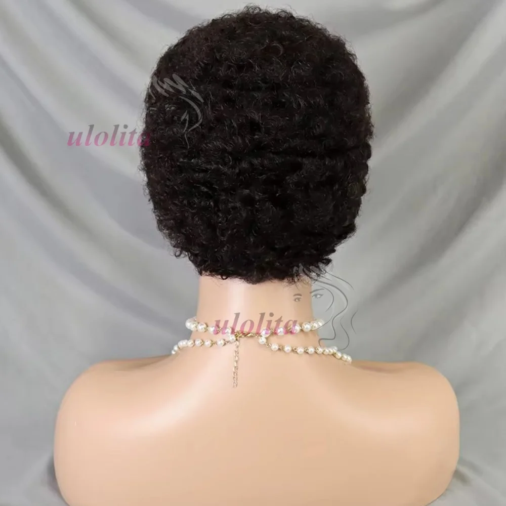 Peluca Frontal de encaje transparente 13x4 de Color Natural, peluca de cabello humano rizado Afro, peluca de cabello humano brasileño Remy para mujeres negras