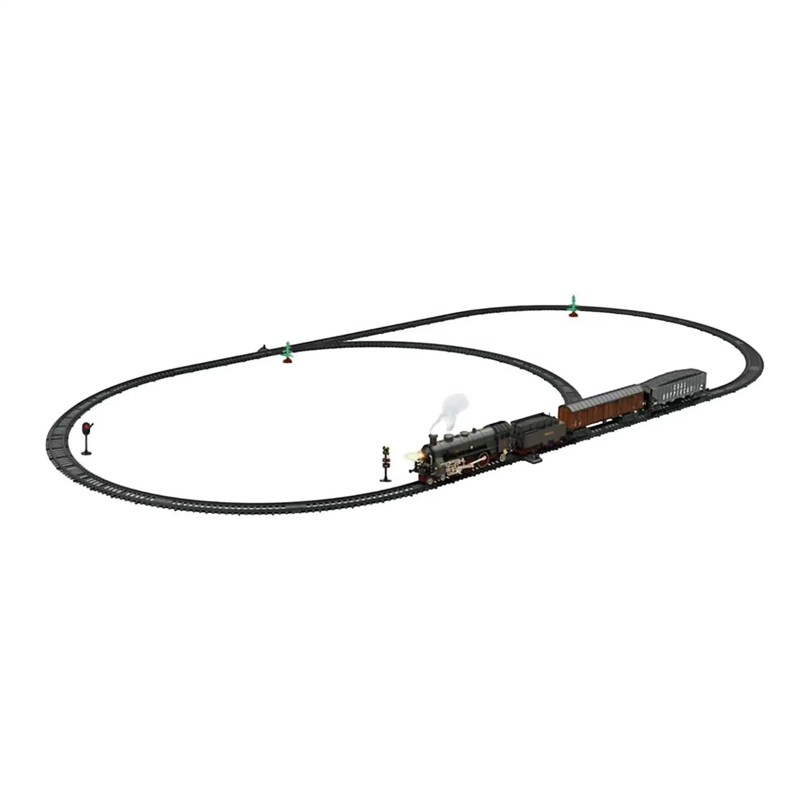 Modelo de Tren de Vapor de Juguete con Luces de Humo y Sonidos, Tren Retro con Puerta Abatible, Juguete de Motor para el Hogar con Vías para Cumpleaños