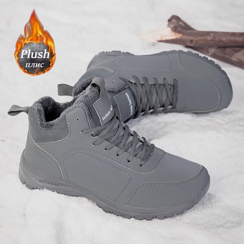 ELUVA Men Waterproof Snow Boots Winter Boots Fur Lined Non Slip Lightweight Thermal Comfort Hiking Outdoor Work Shoes Man