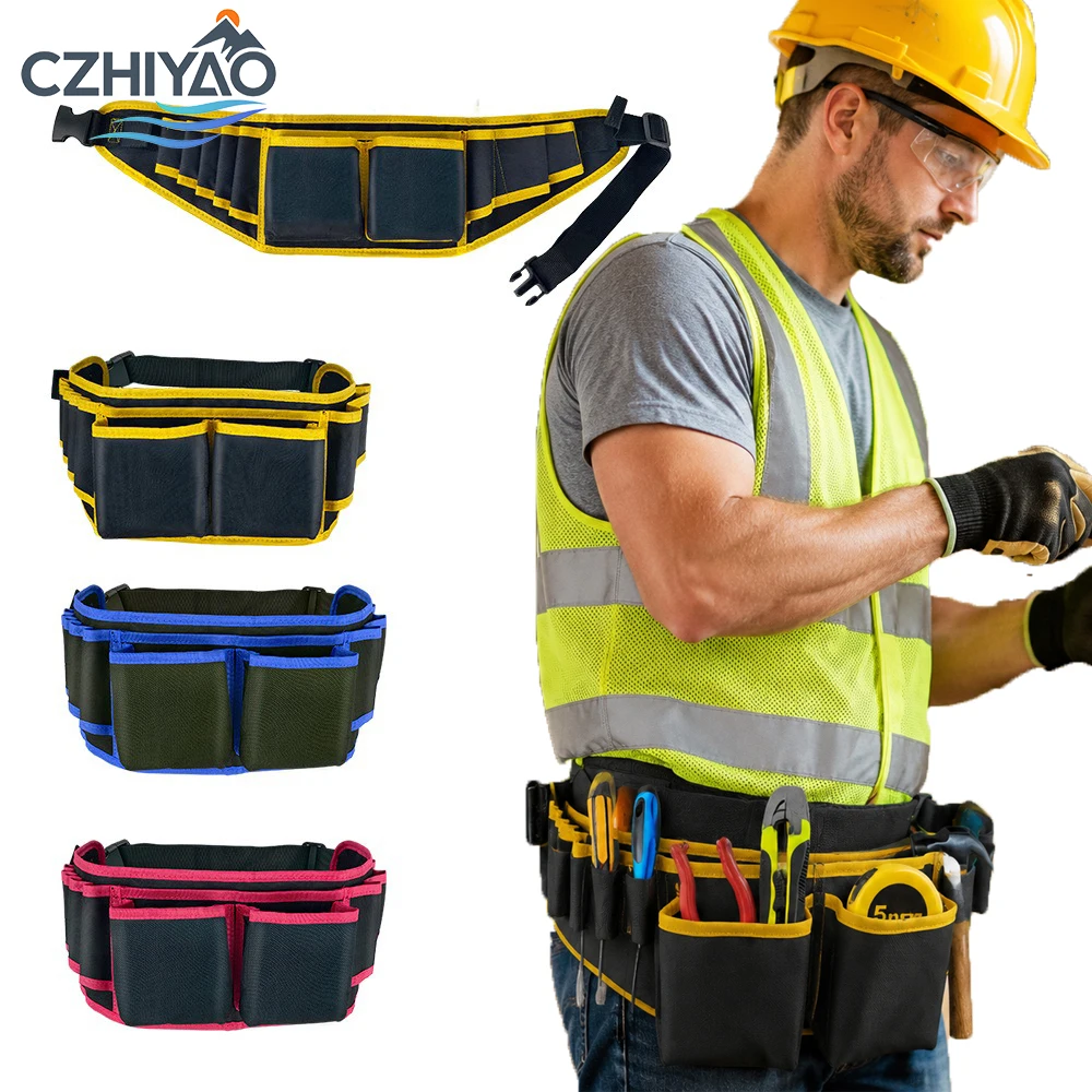 

CZHIYAO Heavy Duty Tool Belt Waist Pouch Multi Pocket Adjustable Carpenter Electrician Builder Work Utility Storage Tool Bag