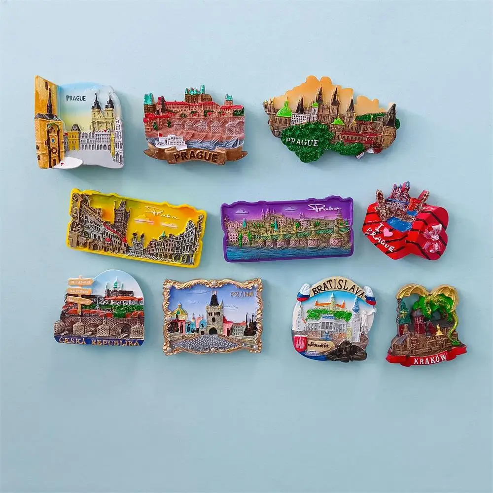 

Creative Resin Fridge Magnet Czech Slovakia Poland travel souvenirs Magnetic Refrigerator Sticker For Home Decoration Collection
