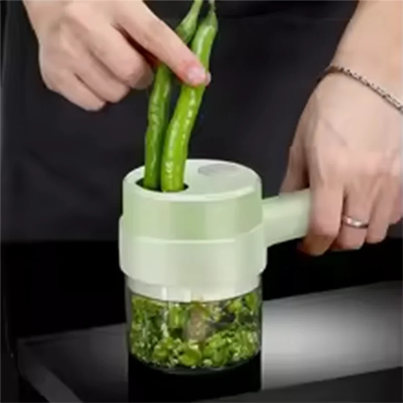 AB11-Food Chopper 4In1 Electric Handheld Wireless Vegetable Cutter Set Garlic Masher Meat Grinder Machine Food Peel