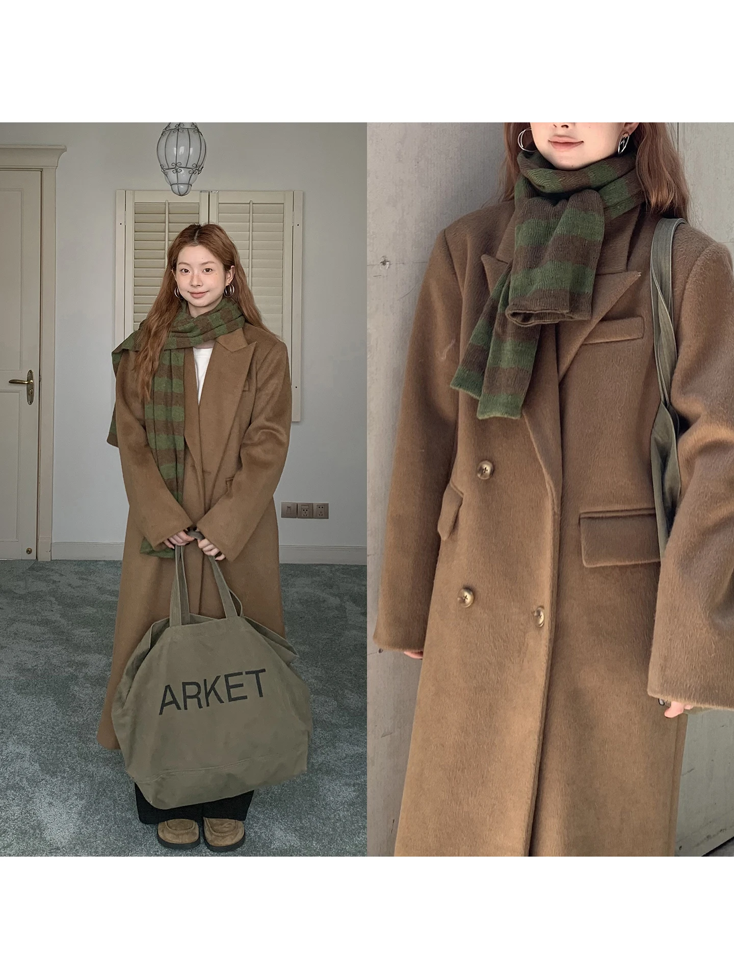 

G Sle женское длинное шерстяное пальто коричневого цвета на хлопковой подкладке премиум-класса длиной до плеч Тренч для поездок на работу Sle из смеси полиэстера