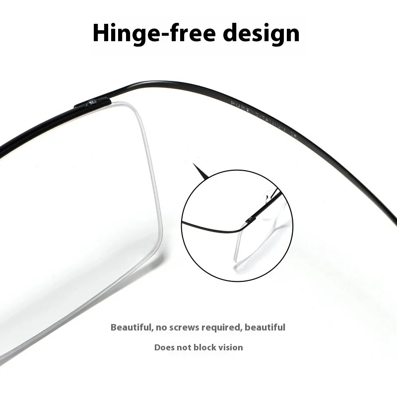 إطار نظارات لقصر النظر شبه حواف من التيتانيوم النقي خفيف للغاية إطار سلكي من التيتانيوم B للرجال إطار بصري بلانو وصفة طبية