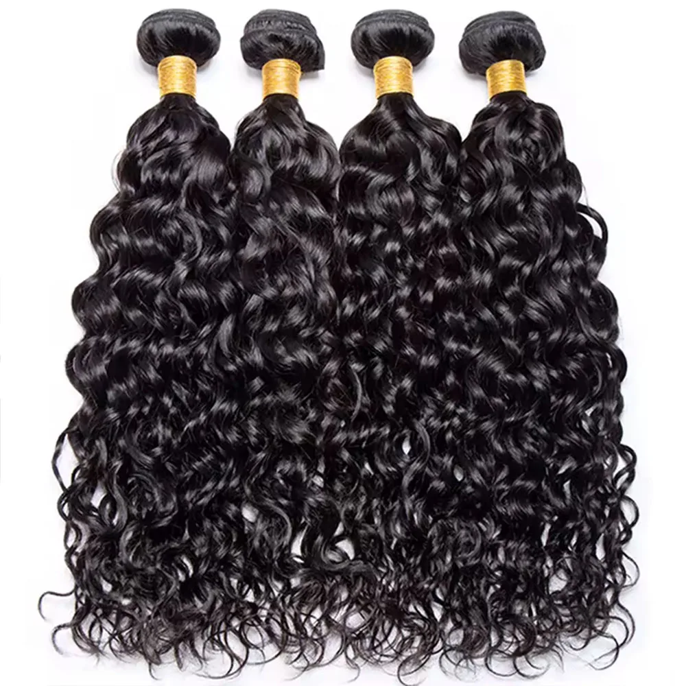 ضفيرة شعر برازيلي حزم 8-30 بوصة حزم موجة المياه 100% باروكة من شعر طبيعي برازيلي 1B لون أسود للنساء