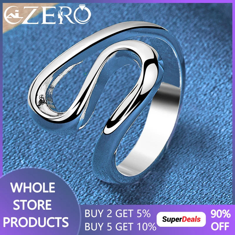 

ALIZERO 925 Sterling Silver Smooth Curved Ring For Women Men Wedding Rings Engagement Band Fashion Party Jewelry Lovers Gift