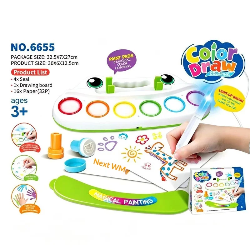Color Draw Magic Painting Set Stamp Drawing Pen Color Recognition Graffiti Art Craft Educational Creative Diy Gift