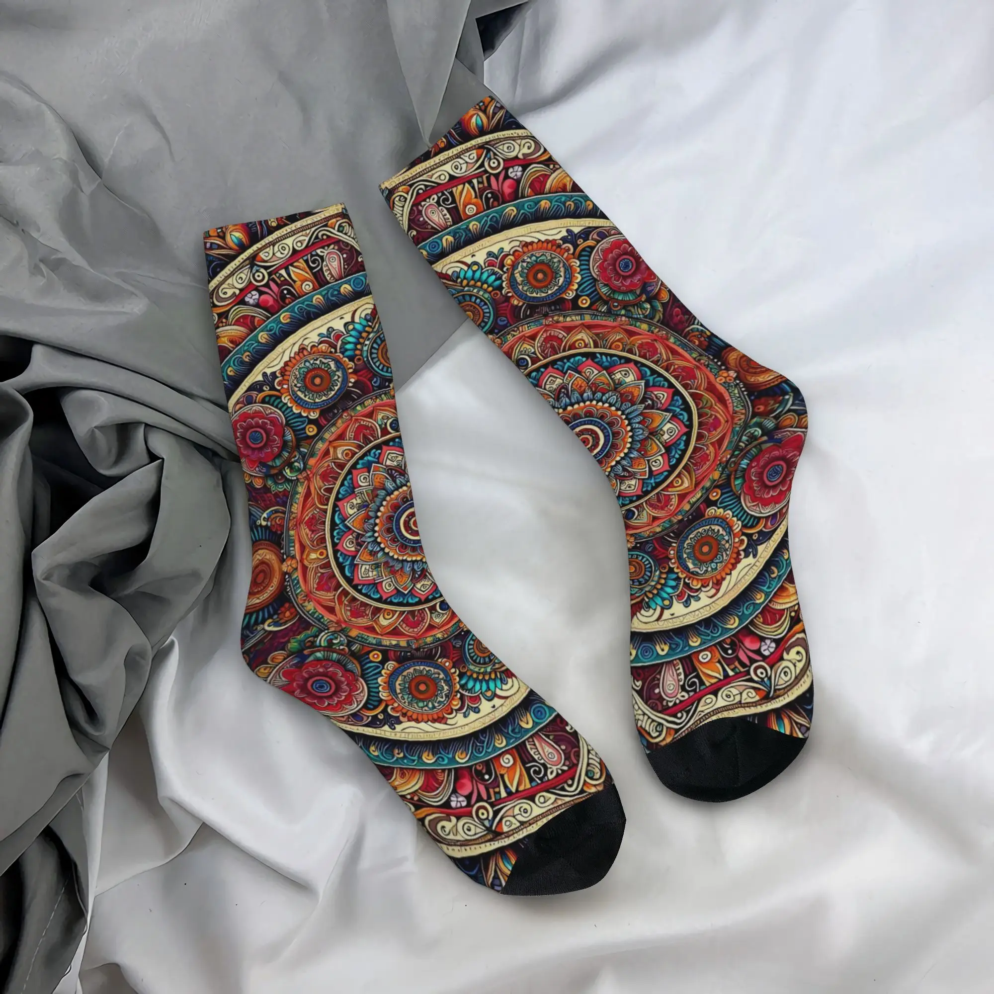 

Retro Bohemian Woven Pattern Socks Non Slip Stockings Men's Quality Outdoor Sports Socks Spring Funny Pattern Socks