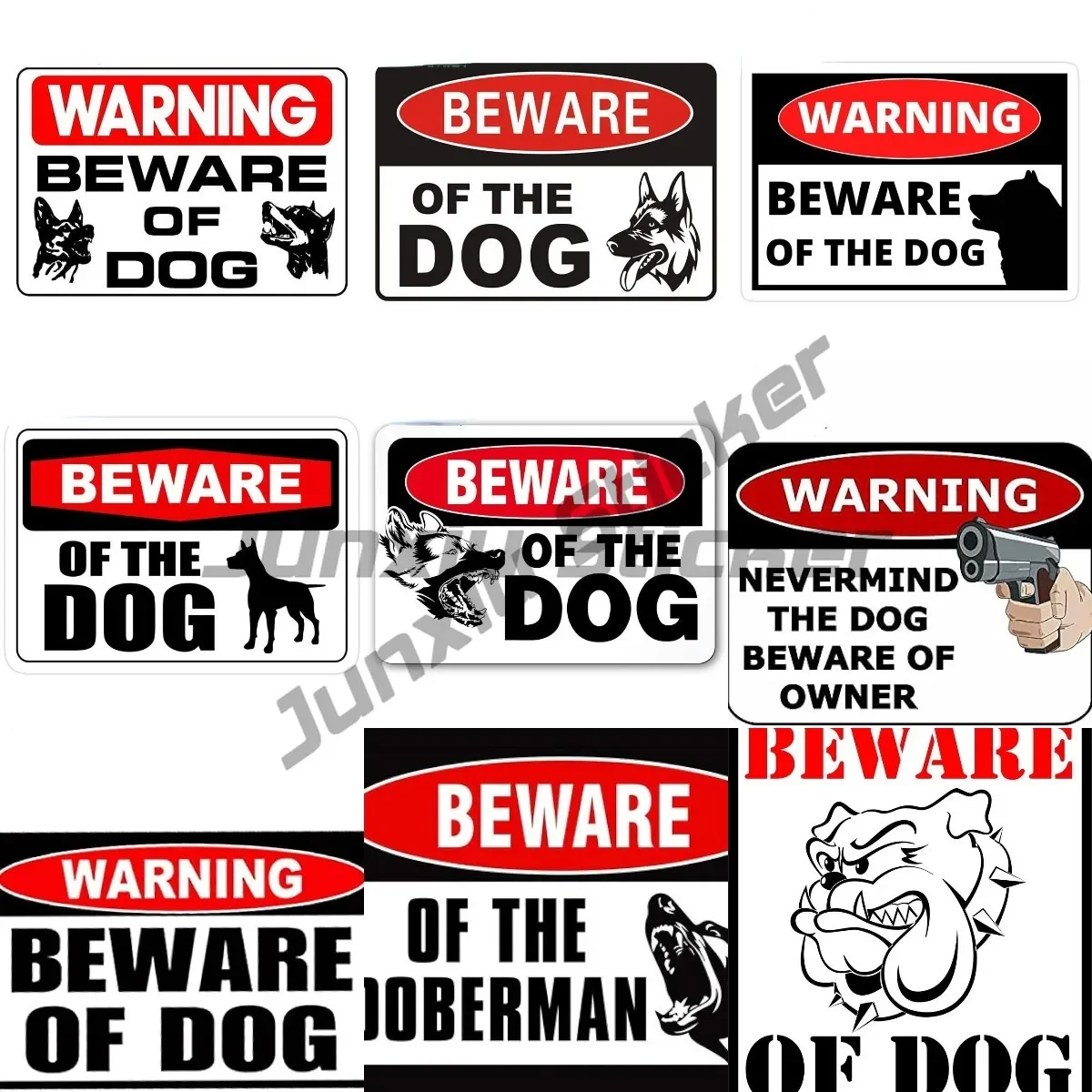 

WARNING Beware of Dog Security Sign Attack Animal Pet Fence Yard Decal Custom Car Stickers Vinyl Reflective - Siver Decals