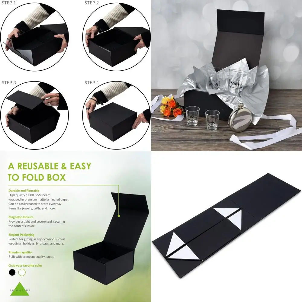 

15-Pack 8x8x4 Small Black Gift Boxes with Lids for Holiday, Birthday, Wedding, and Graduation Presents