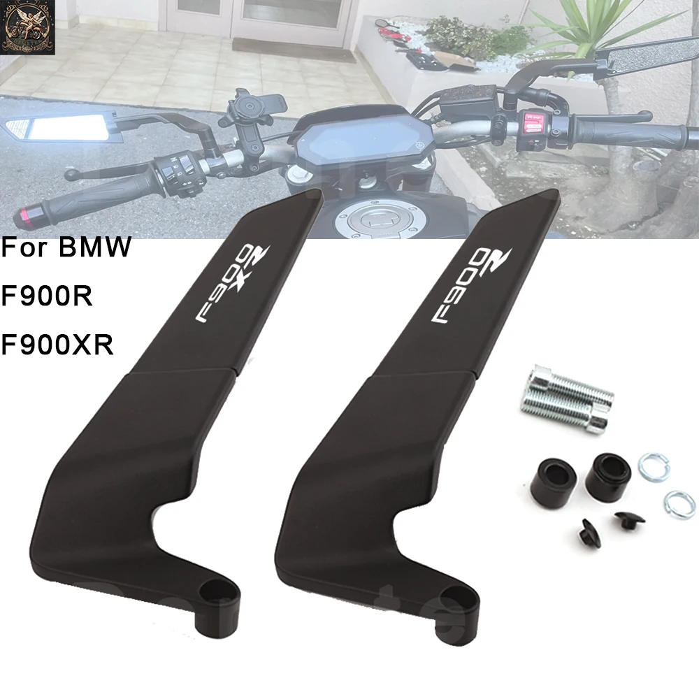 Logo For BMW F900R F900XR 900 R XR Wind Wing Adjustable Rotating Rear-Vision Mirror M8 M10 Mirror Hole Motorcycle Accessories