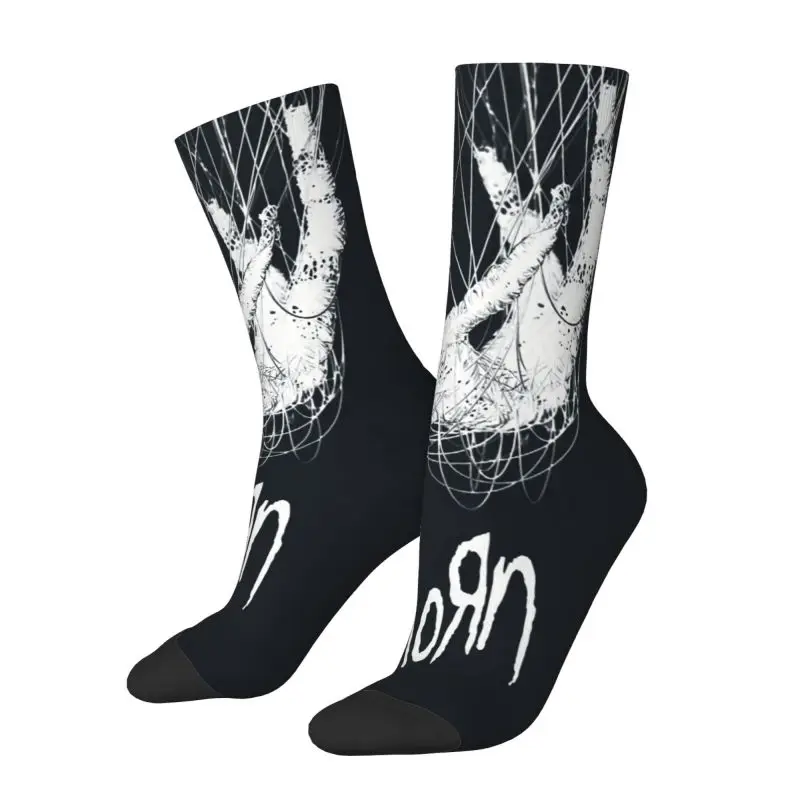 Custom Kawaii Mens Heavy Metal Music Rock Roll Dress Socks Unisex Comfortable Warm 3D Printing Band Kornes Crew Socks