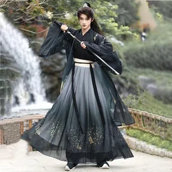 Ancient Royal Hanfu Dress Set Men Women Weijin Period Traditional Cross Collar Costume Niche Stylish Boys Girls Cosplay Clothes