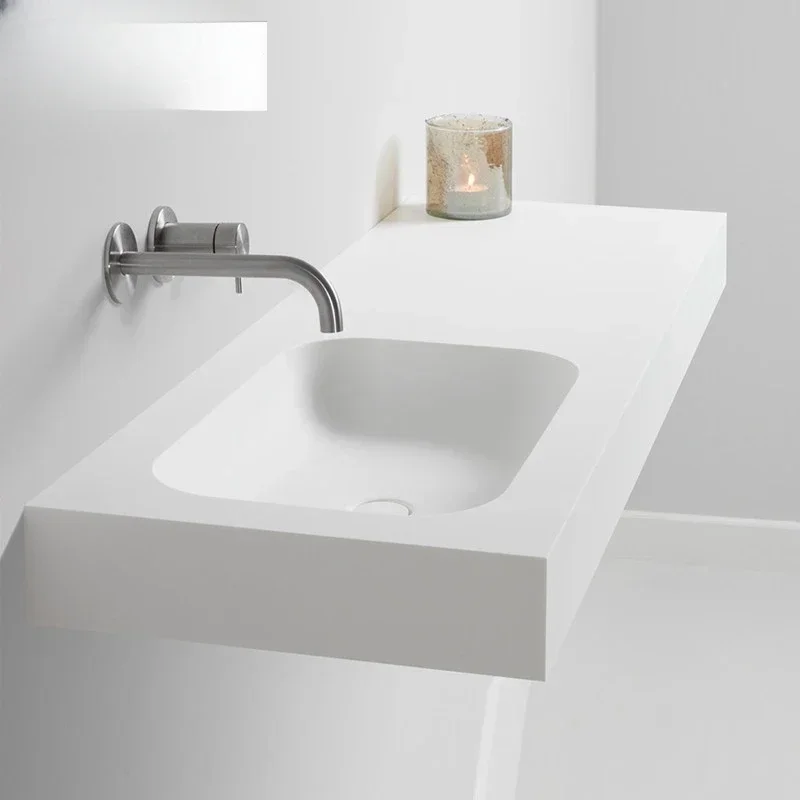 

Semi-embedded wall-mounted integrated artificial stone under the table basin