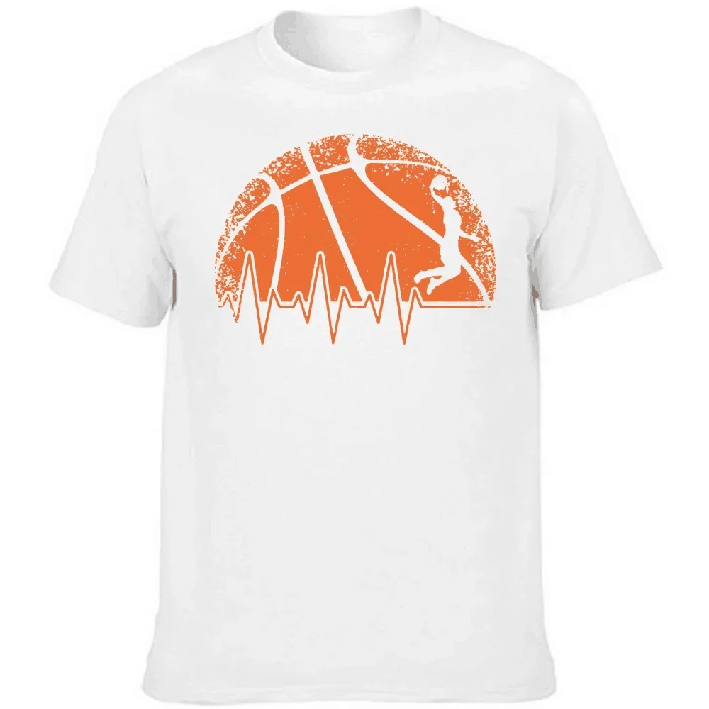 Funny Basketball Heartbeat T Shirts Summer Style Graphic Cotton Streetwear Short Sleeve Basketball Lovers Gifts T-shirt Men