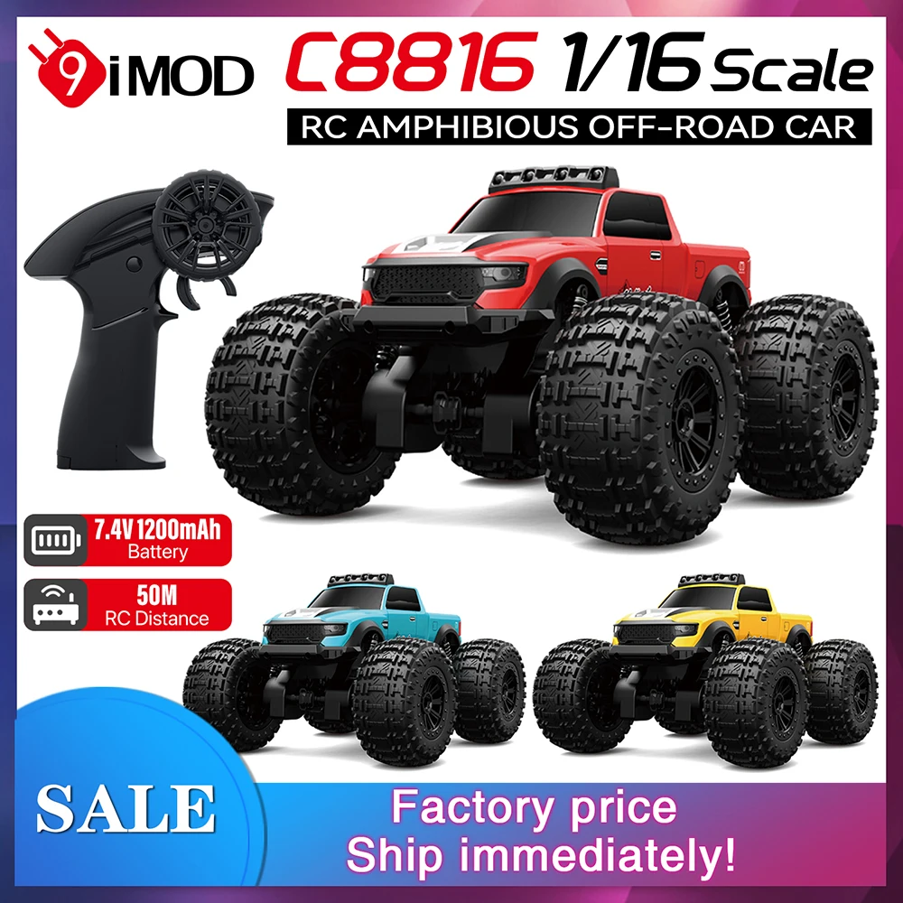 9IMOD C8816 1:16 RC Amphibious Car 2.4G 50M Off-road For Water Grassland Dirt Mountain