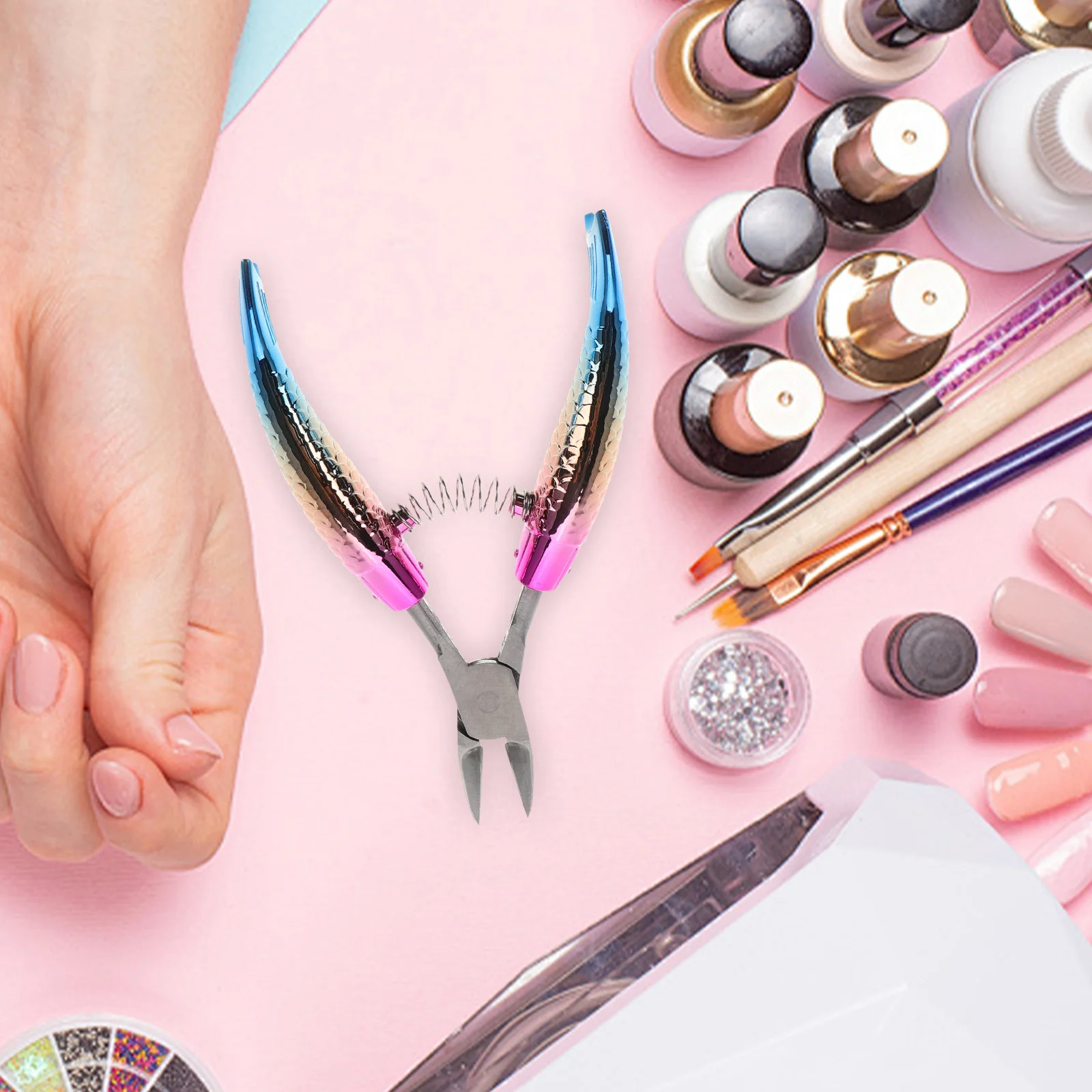 Fish Tail Nail Clippers Stainless Beak Cuticle Nipper Multi-Functional Dead Skin Remover for Ingrown Nails Manicure