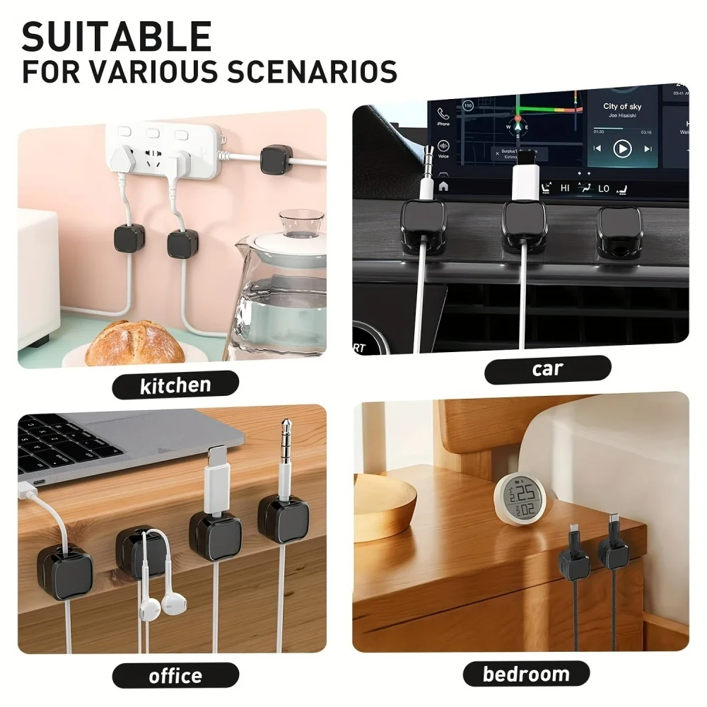 Magnetyczny klips do kabli, organizer kabli, zwijacz kabli, organizer przewodów, organizer kabli do biura, domu, na biurko, łóżko, ścianę.