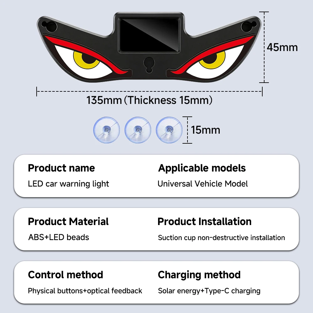 For Peugeot 208 2012 2013 2014 2015 2016 2017 2018 2019 2020 Car Solar Devil Eye Warning Light Atmosphere Breathing Lamp