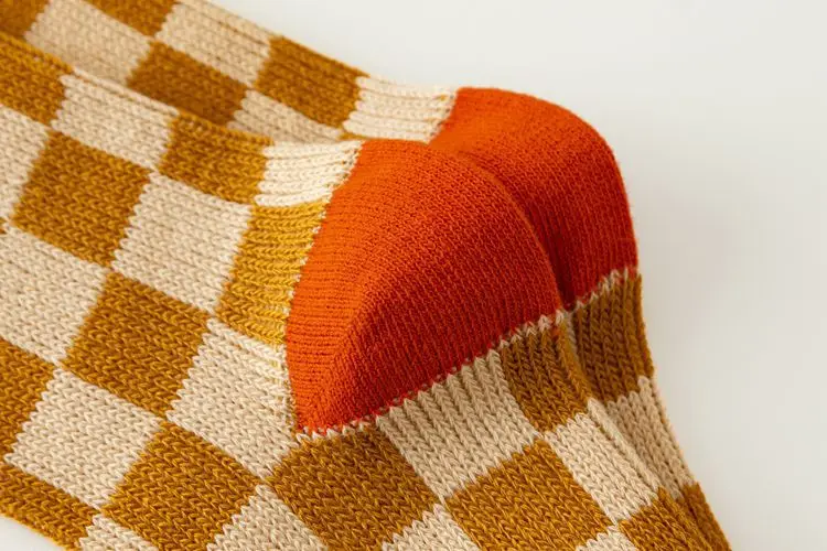 Vintage karierte gestreifte Kinder-Crew-Socken, weiche, atmungsaktive Baumwolle, Retro-geometrische Socken für Jungen und Mädchen, Alltagssocken für die Schule und Freizeit – Detail 8