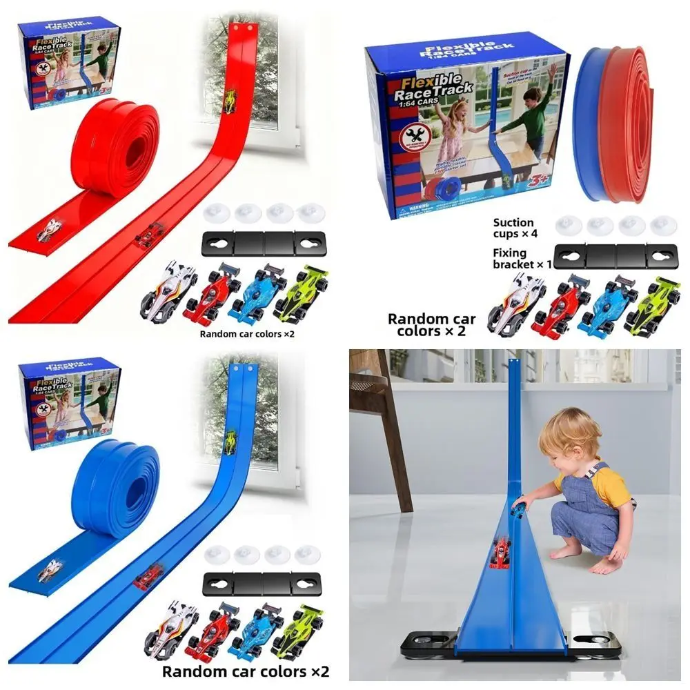 Jouet de piste de course Flexible à assembler avec ventouses, jouet de voiture de piste de course pliable, Portable, bricolage