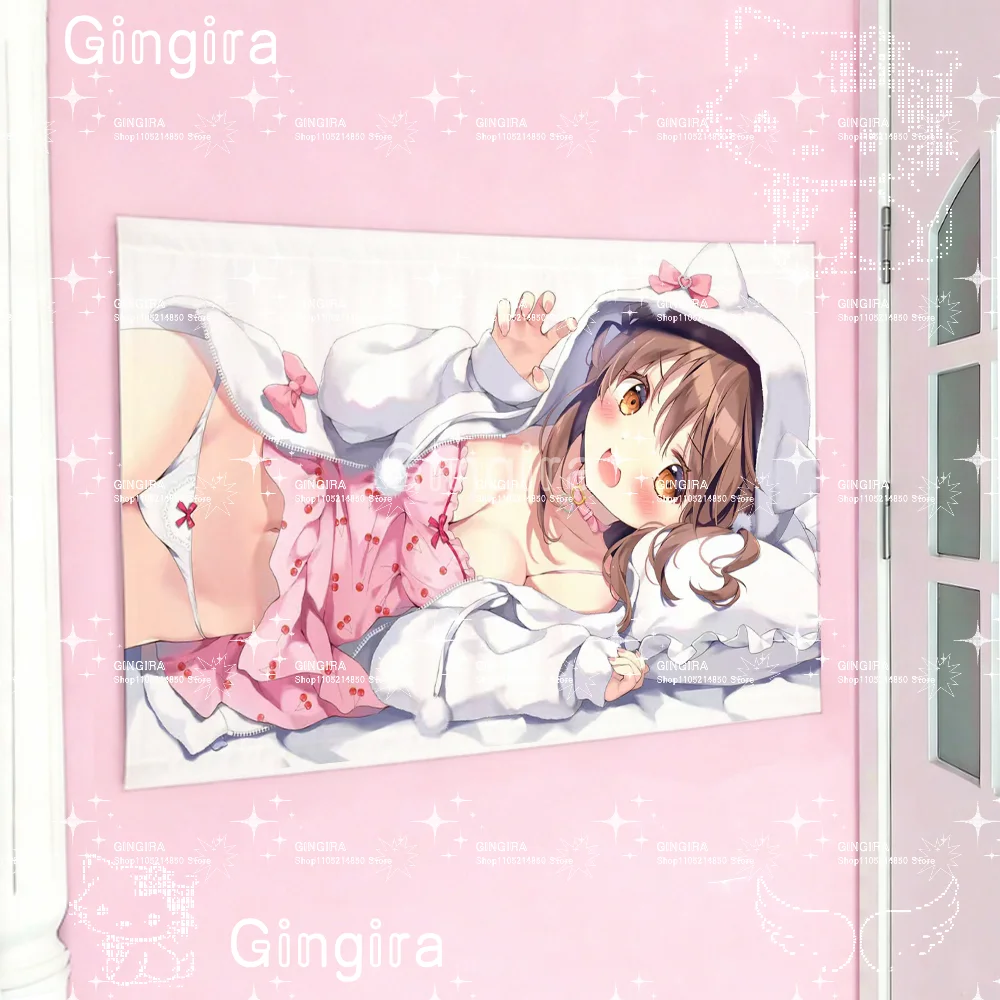 ₍^˶⦁ ༝ ⦁˶^₎ ◞    2D niedliche Mädchen-Galgames-Dekoration für Wohnheim und Schlafzimmer, Wandteppich, Stoff zum Aufhängen an der Wand, Innenraumdekoration