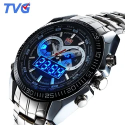TVG Watch Man Multifunctional Sports Watches Men Full Steel Led Digital Analog Quartz Wristwatches Men Reloj Hombre Montre Homme