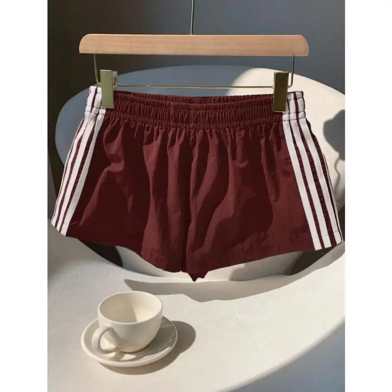 Casual Streep Blo Kleur Zomer orts mannen Faion Trans-bouny Sle Ciwalk Vintage Negen-punts Broek Tee-acetaat Vezel