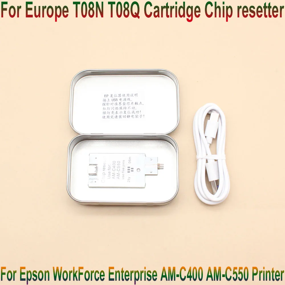 

Europe T08N T08Q T08NXL T08QXL Ink Cartridge Chip Resetter for Epson WorkForce Enterprise AM-C400 C550 Printer
