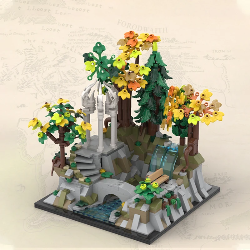 

1087PCS MOC Middleer-earth Pavilion Elven Architecture DIY Model Building Blocks Birthday Toys Gift