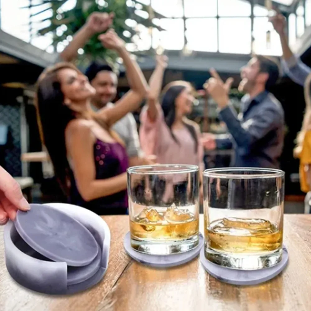 5pcs Durable Soft Silicone Coaster Resin Molds Thickened Design Easy Release Round Coaster Molds DIY Resin Molds Home Decoration