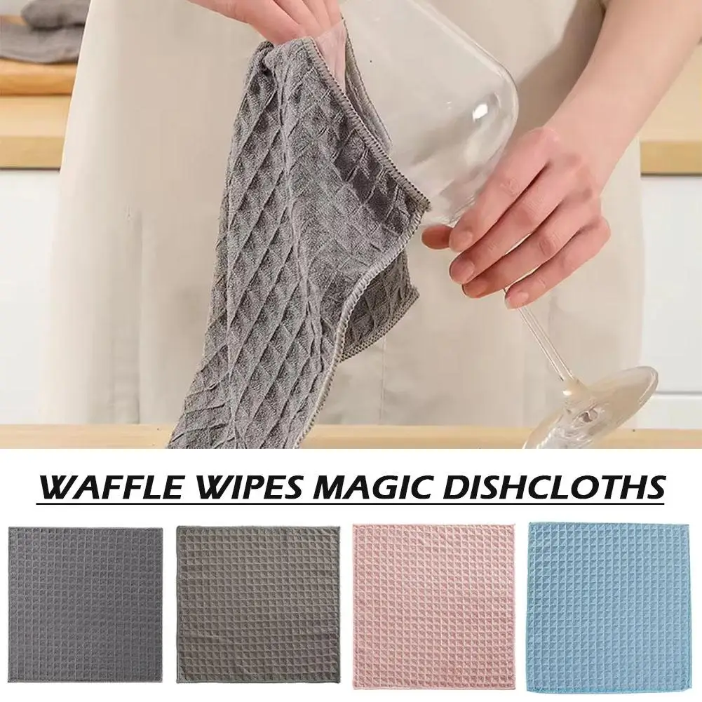 Waffle Wipes Magic Dishcloths Powerful Cleaning Super Kitchen Absorbancy Reusable Cloth Towel Wash Cleaning Dish H2t0