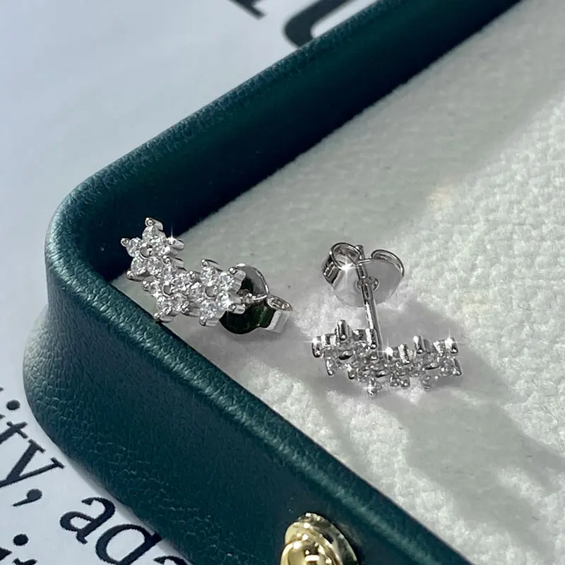 Lnngy Zertifizierte Moissanit-Ohrstecker Niedliche Blumen-Knorpel-Ohrringe für Frauen Exquisiter Fünfzackiger Stern Ohrschmuck Geschenk – Detail 15